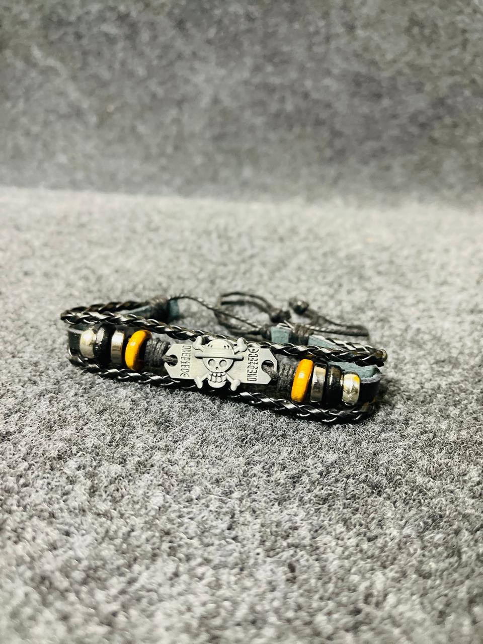 Skull Motif Multi-Layer Leather Bracelet