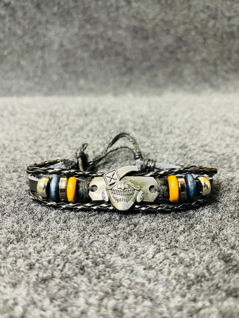 Skull Motif Multi-Layer Leather Bracelet